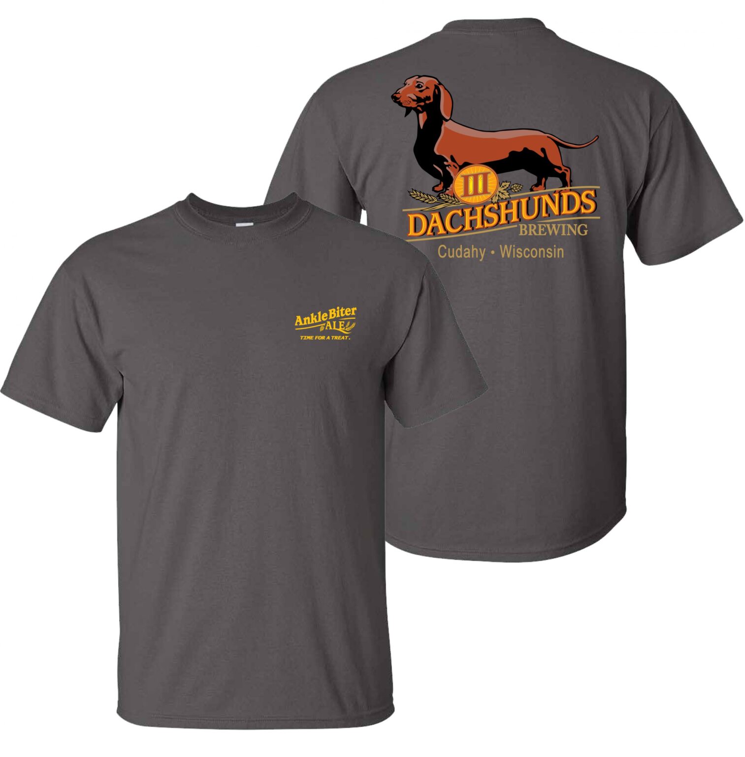III Dachshunds Logo Tee Charcoal III Dachshunds Brewing